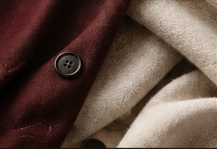 Burgundy and cream tailoring details
